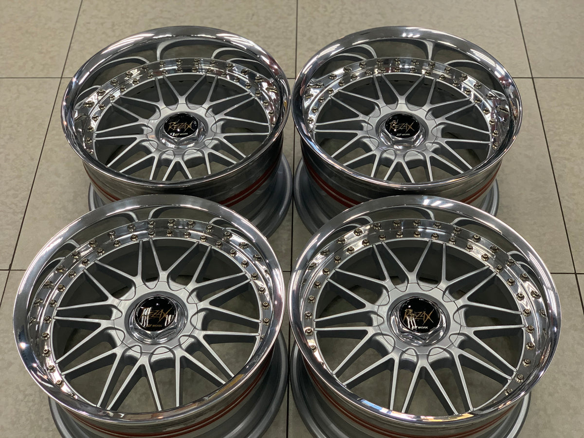 17” 3pce SPLIT REZAX WORK WHEELS USED