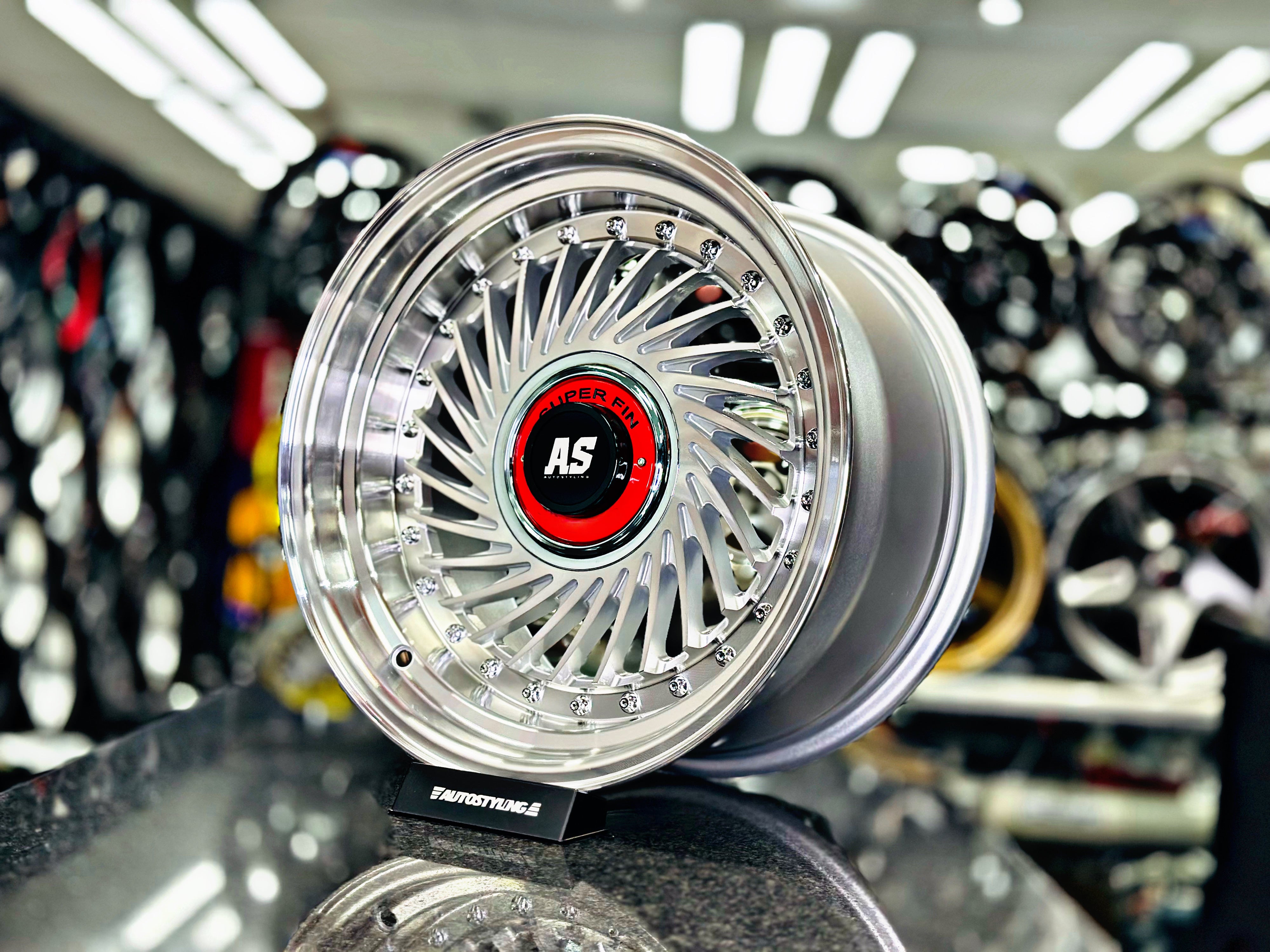 15” AS-SUPERFIN 4/100 & 5/100 SILVER MACHINE FACE (D) WHEELS ...