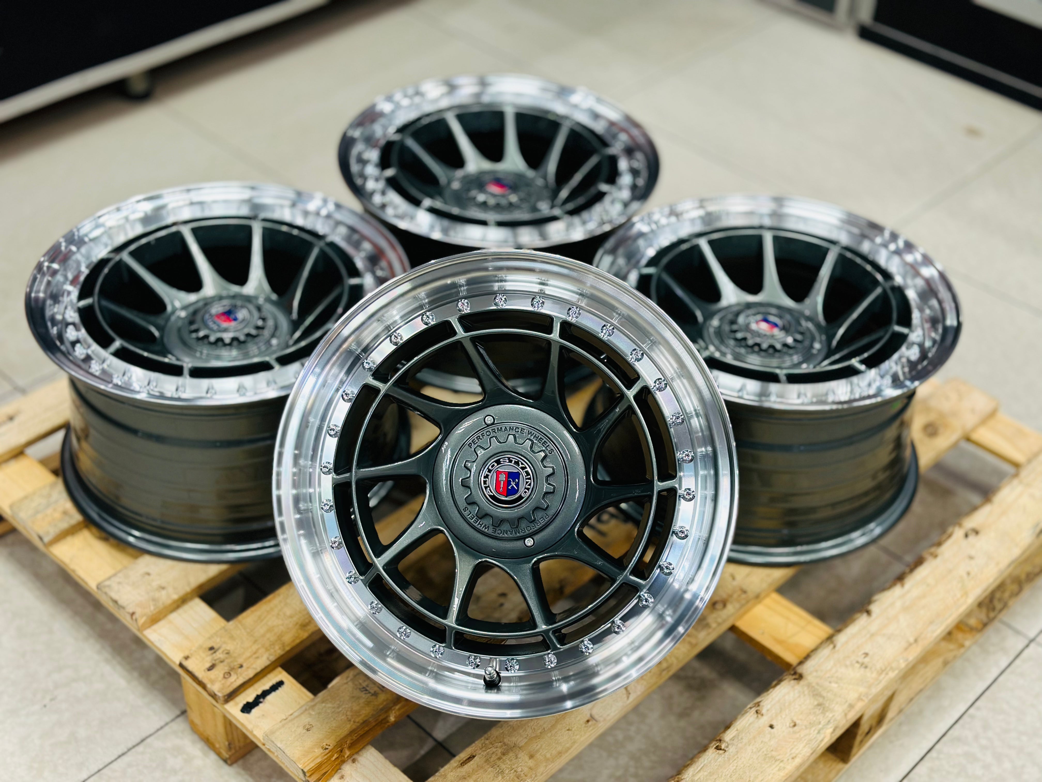 15” AS-7574 GUNMETAL 4/100 4/108 wheels