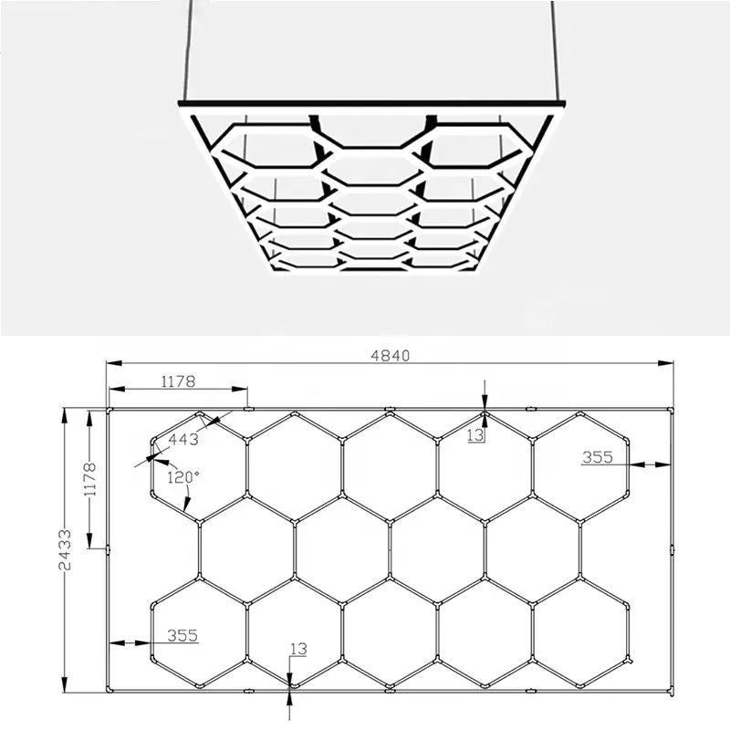 Autostyling Klerksdorp Hexagonal Grid Light Aluminium Ceiling Light LED Ceiling Lamp With Bulb (White) 2.4m x4.8m WHOLESALE PRICE DIRECT TO PUBLIC !