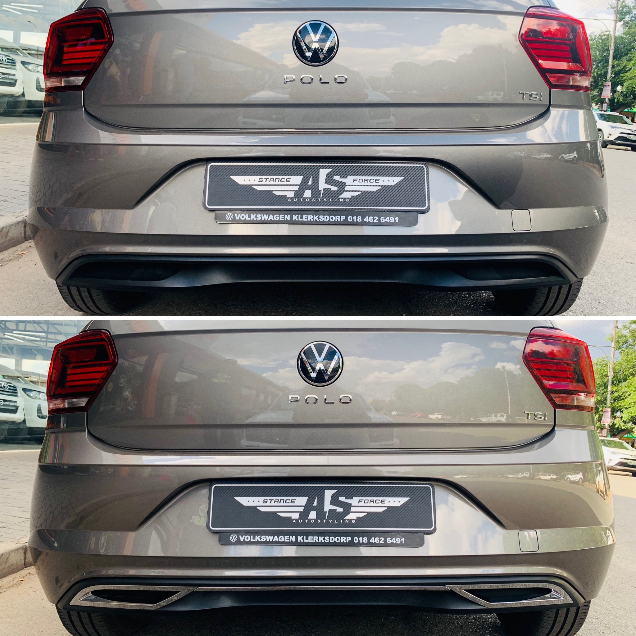VW POLO 8 TSI TO R-LINE UPGRADE REAR DIFFUSER CHROME TRIMMING ...