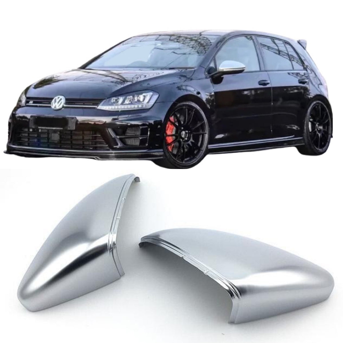 VW GOLF MK 7 RLINE MIRROR COVERS SATIN SILVER