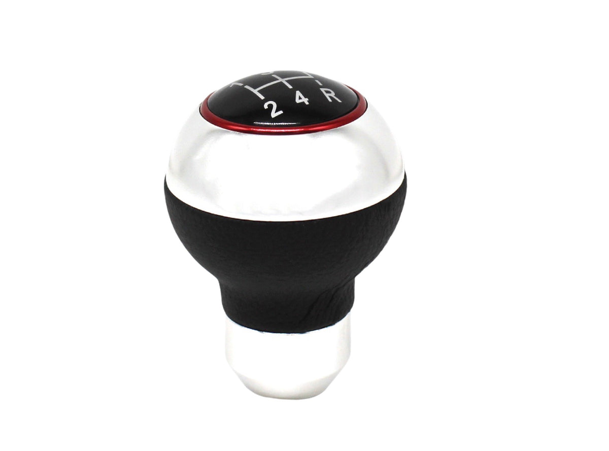 ROUND SILVER WITH RED TOP RING 5 SPEED GEAR KNOB