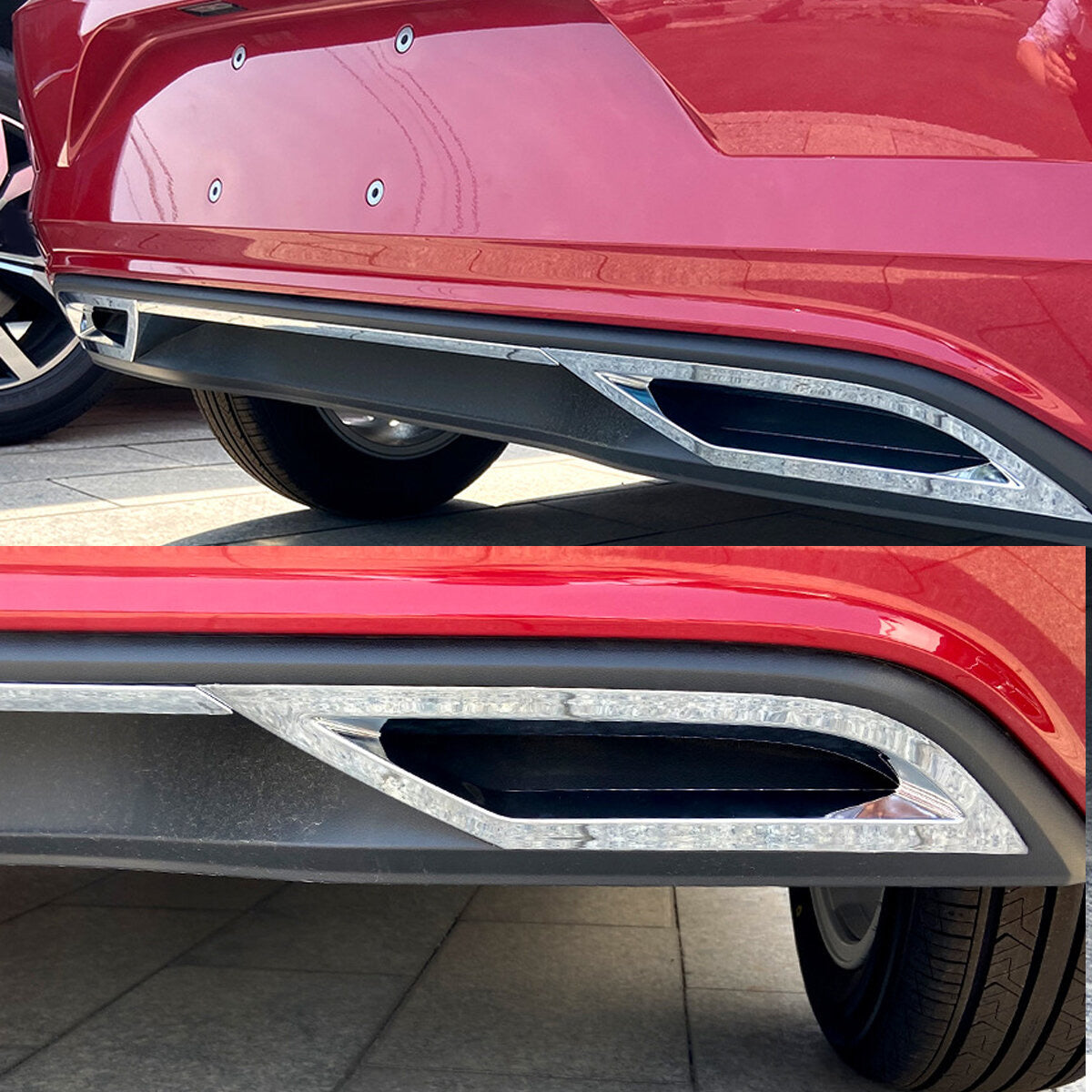 VW POLO 8 TSI TO R-LINE UPGRADE REAR DIFFUSER CHROME TRIMMING ...